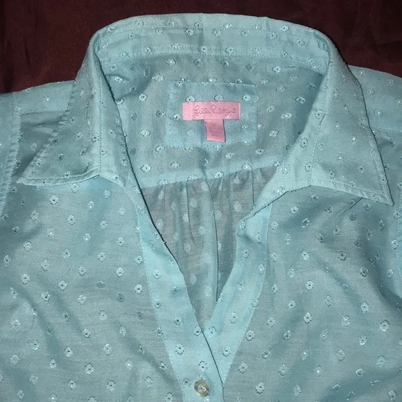 Lilly Pulitzer 10 Teal sheer Women’s Top - Picture 3 of 11